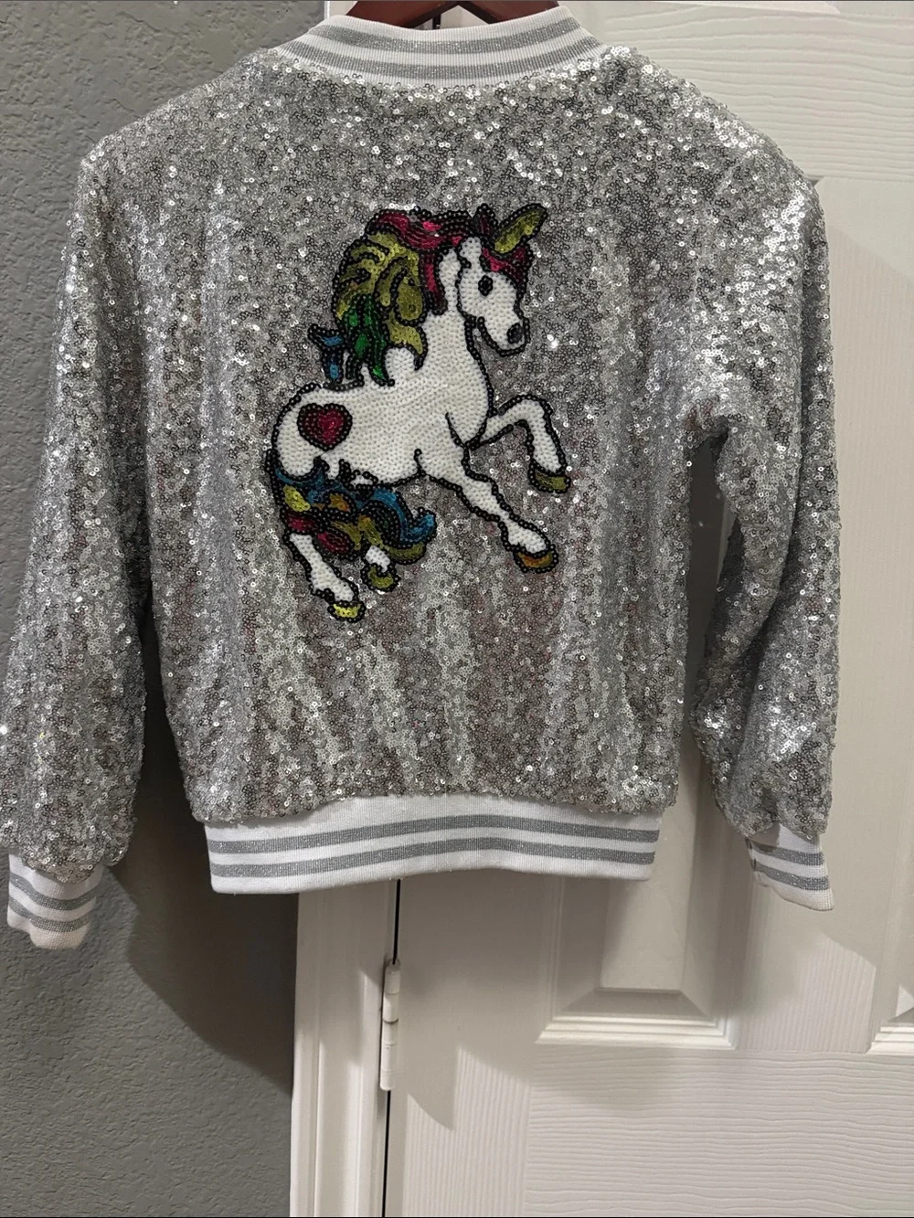 Lola + the boys sequin unicorn bomber jacket girls size 8
